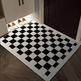 Black & White Geometric Wire Loop Entryway Mat Heavy Duty Non-Slip Door Rug