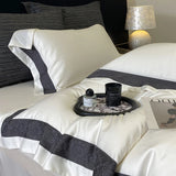 Luxury Hollow Embroidery Wide Edge Bedding Set 1000TC Lyocell Cotton Soft Silky Duvet Cover Flat/Fitted Bed Sheet Pillowcases