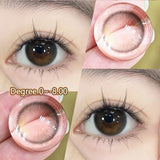 1Pair 0 to -8.00 Degree Colored Contact Lenses for Eyes with Diopters Grey Lenses Fashion Lens Soft Natural Beauty Pupil