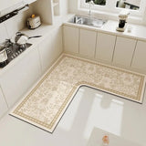 Light Luxury Simple Decorate Kitchen Carpet L-shaped Soft Mat Non-slip Oil-proof Waterproof PVC Easy To Clean Rug Ковер Tapis