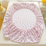Purple Flower Bed Sheets Single/Queen/King Size Fitted Bed Sheet with Elastic Band drap de lit High Quality Mattress Cover 180
