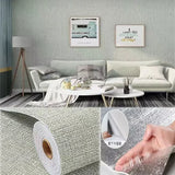 3D Linen Foam Stickers Self-adhesive PVC Solid Color Thickened Waterproof Bedroom And Living Room Wall Renovation Wallpaper