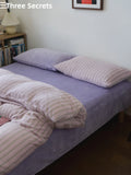 Thiened Milk Velvet Bedding Set Winter Warm Double-Sided Fce Duvet Cover Purple Velvet Bedding Kit for Cold Weather