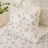 2PCS Printed Cotton Cloth Pillow Cases Princess Lace Ruffle Style Pillow Sham Queen King Bed Pillow Case Sale