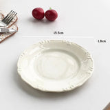 French Relief Plate Fashion White Round Ceramic Plates 2025 New Home Kitchen Serving Dish Afternoon Tea Dessert Cake Tableware
