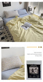 Hot Bedding Set Bedroom Decor Washed Cotton Double Duvet Cover Set Duvet Cover Flat Sheet Quilt Cover Pillowcase Home Textiles