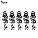5pcs Death Eaters Dark Mark Waterproof Temporary Tattoo Sticker Skull Snake Head Body Art Arm Fake Tattoo Sleeve Women Men Neck