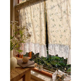 American Vintage Window Curtains Floral Lace Country Rural Rococo Sheer Cortinas No-Drill Door Curtains For Living Room Bedroom