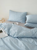 Ikeehome  Fre Cotton Floral Print Bedding Set Pure Color Duvet Cover Bed eet Quilt Cover All Seasons Universal Simple Sle 4-Piece...