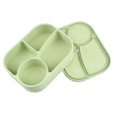 Rectangular Silicone 4 Grid Lunch Box Heat Resistant Leak Proof Food Box Microwavable With Compartments Picnic Box Office