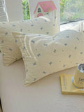 Ikeehome  2pcs Black & White Gingham Pillowcase Set with Pink Bow Print, Soft Cotton Blend for Dorm or Bedroom