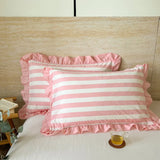 100% Cotton Lace Pillowcase 48x74cm Yarn-dyed Washed Cotton Stripe Pillow Cover Bedding Decorative Pillow Sham With Zipper