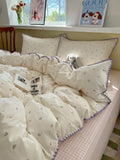 Pure Cotton Bedding Set e  Paaging Girl's Heart Full Cotton Quilt Cover Tee Piece Set Bed eet Bed Canopy