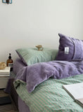 Romantic Imagination! Autumn Winter Soft Milk Velvet Pure Cotton Striped Four Piece Bedding Set Modern mat Sle