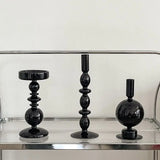 Black Candle Holder Home Decor Candlesticks Living Room Modern Decoration Glass Vase Bookshelf Decor Candle Stick Holder