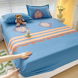 Purple Flower Bed Sheets Single/Queen/King Size Fitted Bed Sheet with Elastic Band drap de lit High Quality Mattress Cover 180