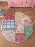 Round Patchwork Living Room Carpet Large Area Cute Bedroom Fluffy Bedside Rugs Ins Fashionable Home Decoration Coffee Table Mats