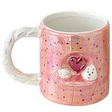 Cute Cartoon Pearlescent Relief Puppy Mug Home High Appearance Level Ceramic Cup Kitchen Creative Couple Breakfast Coffee Cups