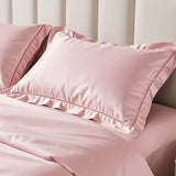 2Pcs 100% Eucalyptus Lyocell Fibre Pillowcase Silky Wide Edge Decorative Pillow Case Solid Color Summer Cooling Pillow Cover