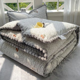 New Style Househould Quilt Bedroom 3D Bean Velvet Quilts Core Double Dormitory Autumn Winter Thickened Blanket
