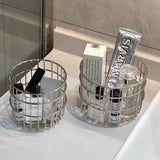 Iron Cosmetic Organizer Makeup Storage Box Luxury Desktop Small Sundries Storage Bucket Office Workstation Pen Holder Organizer