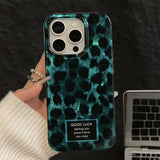 Retro Laser Cute Leopard Print Pattern Phone Case for iPhone 11 12 13 14 15 16 Pro Max XS XR X 7 8 Plus Shockproof Bumper Cover