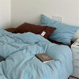 Hua Face  Pure Cotton Waed Bedroom Four-piece Set Retro Sle Quadruple Bedding Set Comfortable for All Seasons