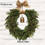 New Christmas Bells Wreath Linen Bow Natural Material Home Decorations Christmas Wreath