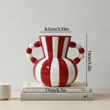 Retro Stripe Ceramic Vase, Elegant Minimalist Home Decor for Living Room Table