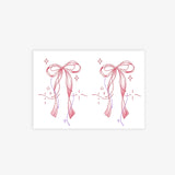 Pink Ribbon Bow Tattoo Sticker, Temporary Butterfly Star Tattoo for Women, Waterproof Long-Lasting Arm Decals, Cute Girl Body Ar