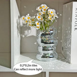 strange Disco Ball Spiral Vase Glass Tiles Flower Bottle Disco Ball Planter Mirror Vase Home Living Room Decor creative gifts