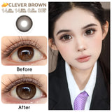 1 Pair(2pcs) Clever Brown/Black-Gray/Coffee Big Eye Enlarging Colored Contact Lenses 14.5mm Half Yearly High Moisture