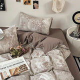 Vintage Double Sided Flower Bedding Set Skin-Friendly Soft Duvet Cover With Flat Sheet+Pillowcases For Single Double Bed Home