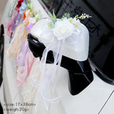 Multi-purpose Rustic Wedding Car Door Handle Decoration Just Flowers Married Car Mirror Rearview Flower Decor Accessories