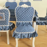 Velvet Thick Chair Cover Household Dining Stool Cushion Backrest Cover Solid Color Concise Anti Slip Dustproof Chair Covers