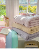 Embroidery Quilt Fluffy Soft Comfort Washed Cotton Embroidery Thin Quilt Machine Washable Blanket Dormitory Single Summer Quilt
