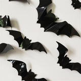 16pcs Halloween 3D Black Bat Wall Stickers Removable Halloween DIY Wall Decal Halloween Party Decoration Horror Bats Stickers