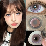 1 Pair New Colored Contacts Lenses Fashion Blue Lense - 0.00 To - 8.00 Diopter Lenses High Quality Cute Beautiful Pupils