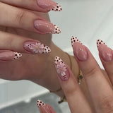 Cat Eye Press on Nails Short False Nails Art Full Cover French Sheer Wearable Nail Manicure Tips Cool Girl Artificial False Nail