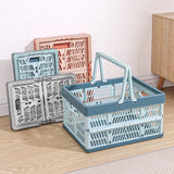 Large Folding Basket Portable Outdoor Picnic Basket with Handle Foldable Camping Storage Box Plastic Shopping