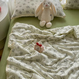 Printed Floral Summer Quilt Four Piece Set Suitable for Bedroom Bedding Set Summer Quilt Bed Sheet With Pillowcases Home Textile