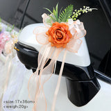 Multi-purpose Rustic Wedding Car Door Handle Decoration Just Flowers Married Car Mirror Rearview Flower Decor Accessories