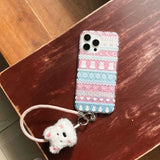 Ins Winter Fair Puppy Shiny Fundas for iphone 16Pro 13pro 15pro 14 13 15 16 pro max 14promax shell protect cute rope phone case