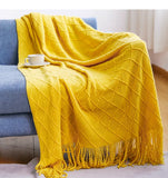 Herringbone Faux Cashmere Throw Blanket Lightweight Fuzzy Soft Cozy with Chevron Fringe Travel-Friendly Farmhouse Christmas Gift