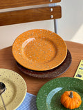 Nordic Ceramic Splashed Ink Plate Household Colored Breakfast Bread Disc High-end Restaurant Dessert Plates Niche Dot Tableware