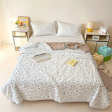 Washed Cotton Printed Summer Quilt Air Conditioner Thin Quilt Machine Washable Lightweight Single Double Bedding Soft Breathable