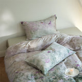 Vintage Oil Painting Style Flower Prints Bedding Set Lyocell Soft Silky Duvet Cover Set Flat/Fitted Bed Sheet Pillowcases 4Pcs
