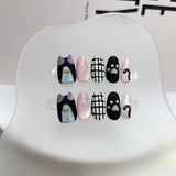 10Pcs Handmade Cartoon Nails Adorabl  Cool Kittens in A Sweet Garden Design Fashionable Press-On Nails Perfect for Gift To Girls