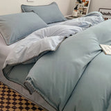 3pcs Solid Color High Quality Duvet Cover Set Luxury Purple Comforter Cover with 2 Pillowcases Triangle Sewn Edge Design Bedding