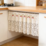 French Countryside Beige Lace Short Curtains,Cute Red Cherry Double Layered Design,Small Size Curtain For Kitchen,Home Drapes ﻿